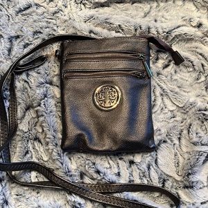 Faux leather crossbody with adjustable strap